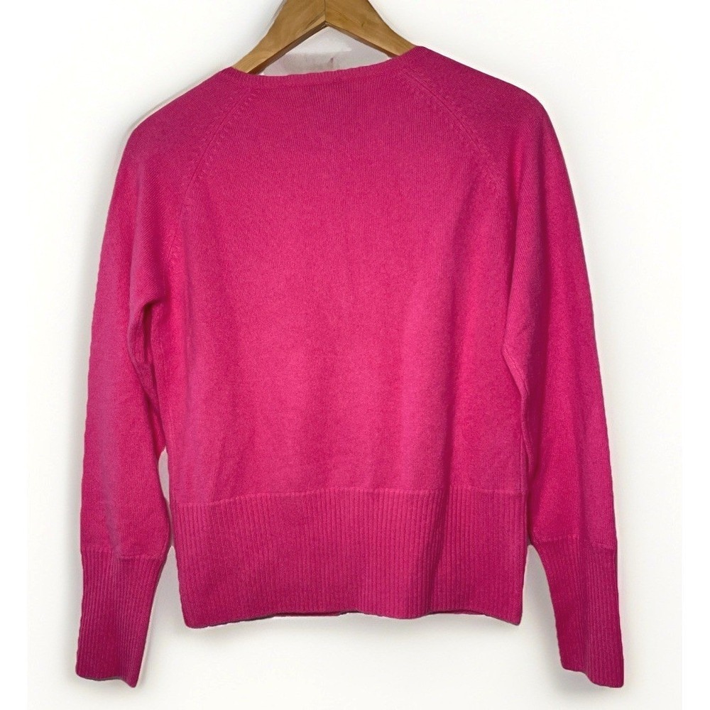 100% Pure Cashmere Cardigan Rhinestone Buttons Quiet Luxury Pink Women's Size M - Picture 3 of 9